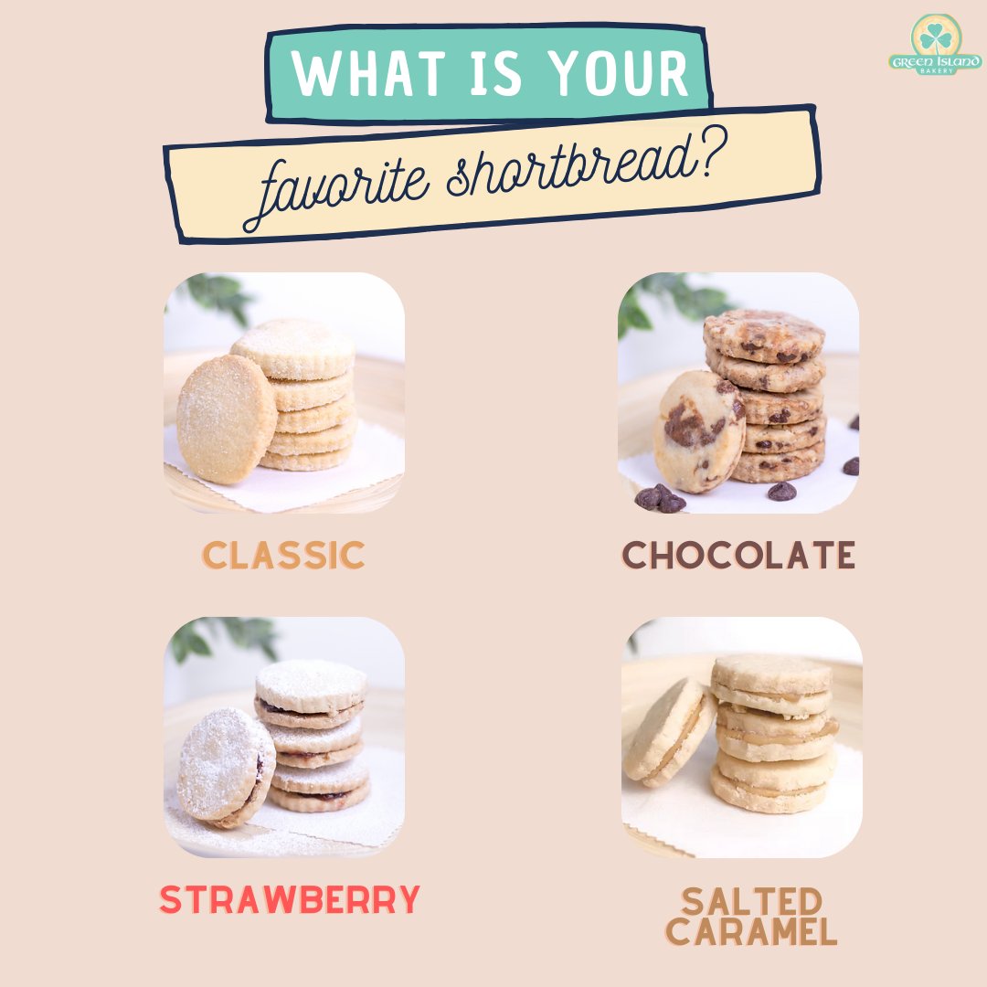 GIBIrishBakery's tweet image. Looking for the perfect shortbread cookies to satisfy your sweet tooth? 🍪👀 We've got a delicious selection of flavors, but we want to know - which one is your favorite? 

Comment down below and let us know! 

#ShortbreadCookies #SweetTooth #FavoriteFlavor #GreenIslandBakery