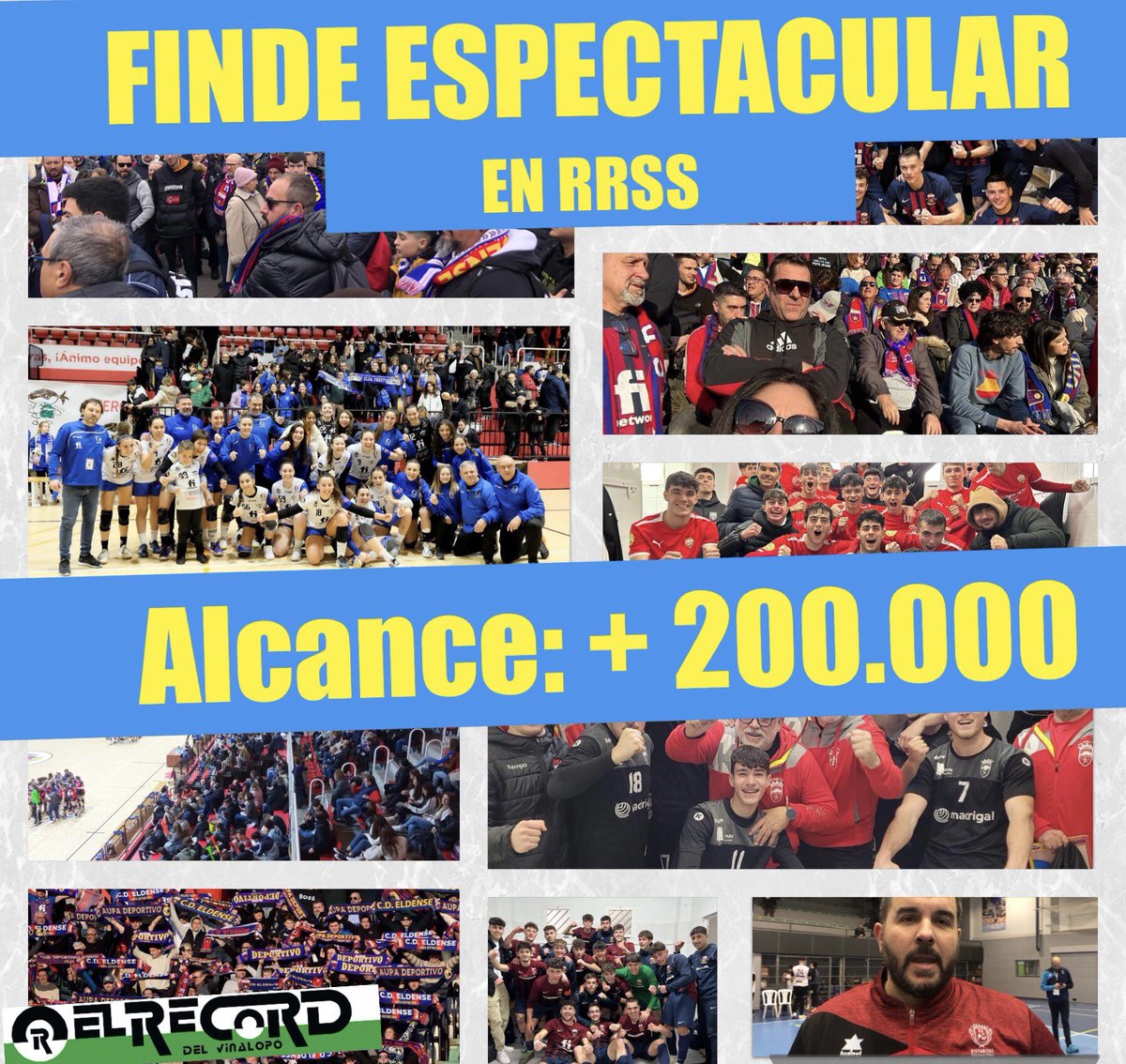 ElRecord's tweet photo. #ELRECORD: Queríamos daros las gracias por la espectacular repercusión informativa del pasado finde con:
+ ALCANCE: + 200.000 personas.
+ VISUALIZACIONES vídeos: +75.000
+ LIKES: +3.500
Es el balance de difusión en: FACEBOOK, TWITTER, INSTAGRAM y YOUTUBE.
Sólo en redes propias https://t.co/gUgxk4DNmN