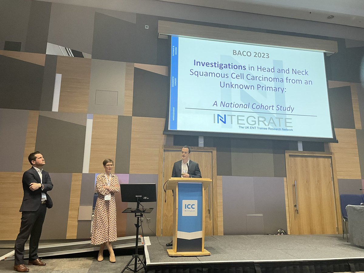 IReC fellow @johnhardman joins @ENTIntegrate’s James Constable and Kate Hulse to present part 1 of the national audit of the unknown primary SCC at #BACO2023