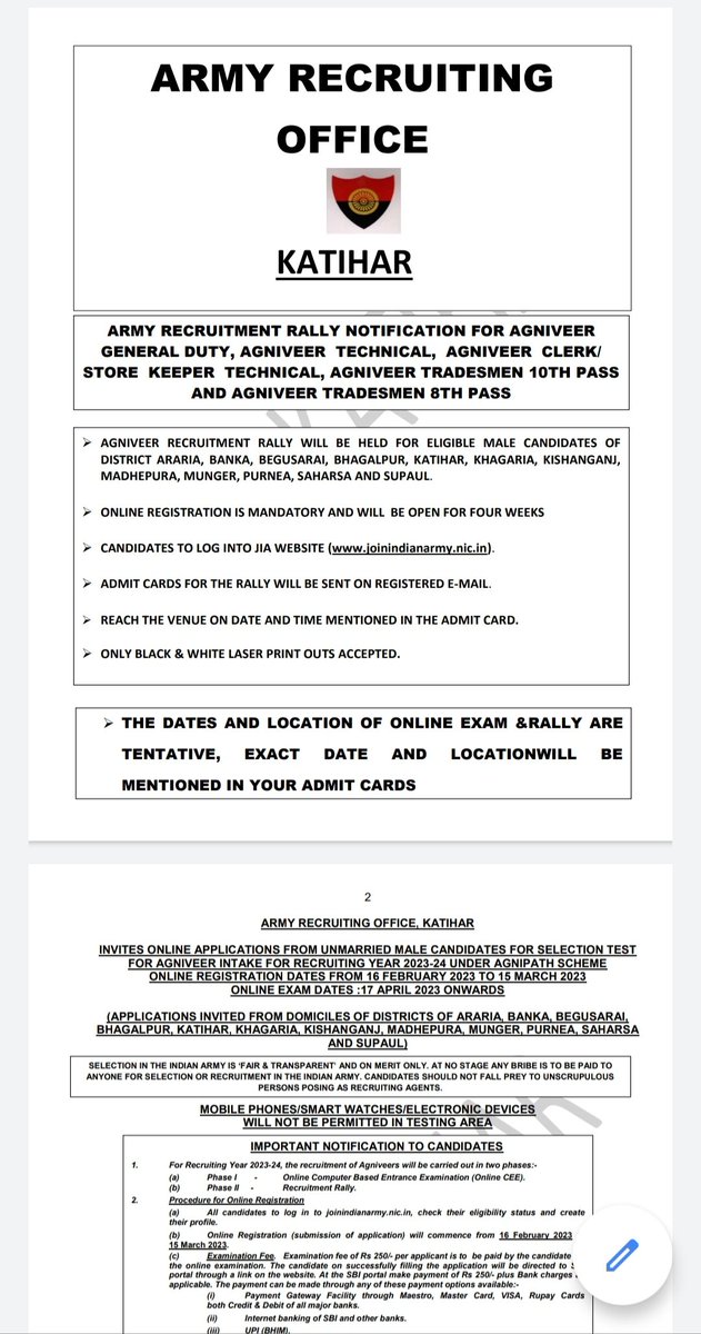 ArmyExam's tweet photo. Army notification 2023-24 https://t.co/dFuHW3pGV4