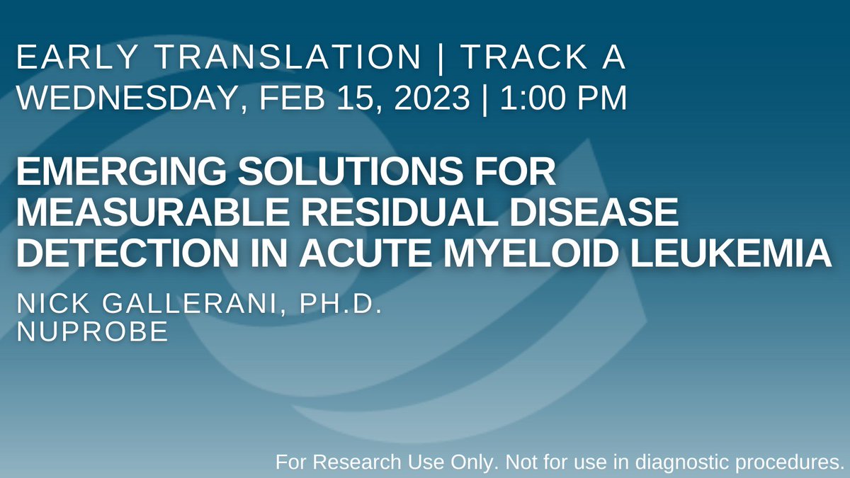 Nu_Probe's tweet photo. STARTING SOON: Join us at 1:00 pm in Track A to review Blocker Displacement Amplification, a rare allele enrichment technology with the potential to improve mutation detection from #LiquidBiopsy. #MRD https://t.co/hrjpnVs06A