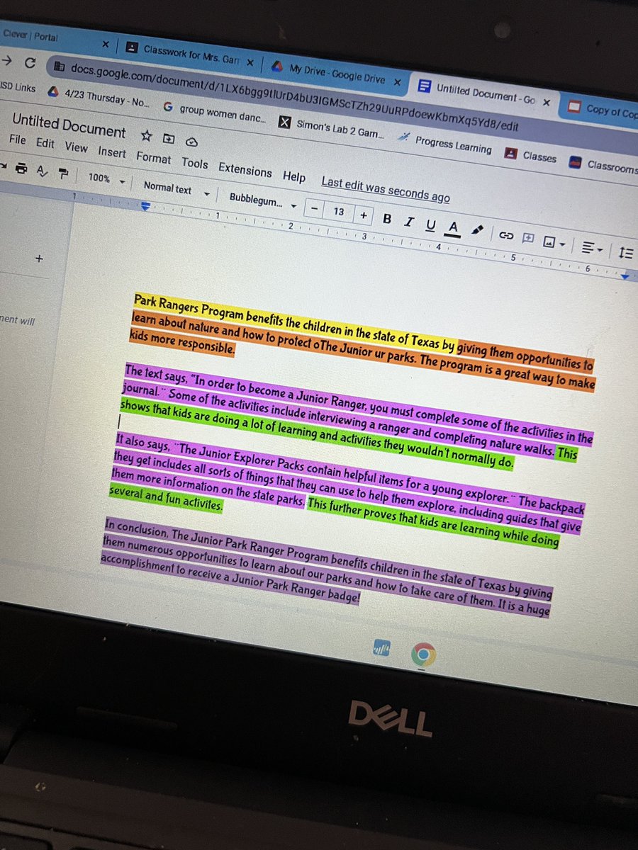 MrsHaleyGarner's tweet photo. We took our checkpoint ECR and rewrote one as a class. I then had them go in and highlight the specific RACES strategy sections ⭐️💯 #ECR #WylieWay #4thGrade #WylieISD @WylieISD https://t.co/NVKiLcdMKC