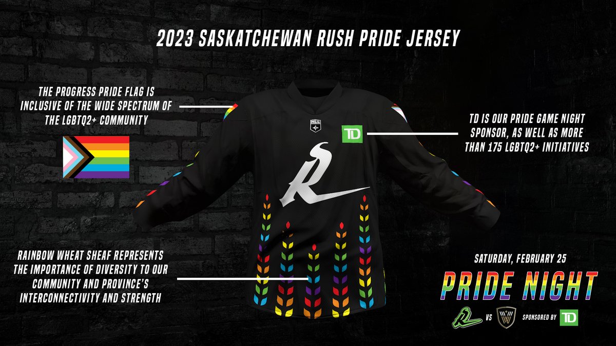 Our Pride jersey was designed with Saskatchewan's LGBTQ2+ community in mind 🏳️‍🌈 🏳️‍⚧️