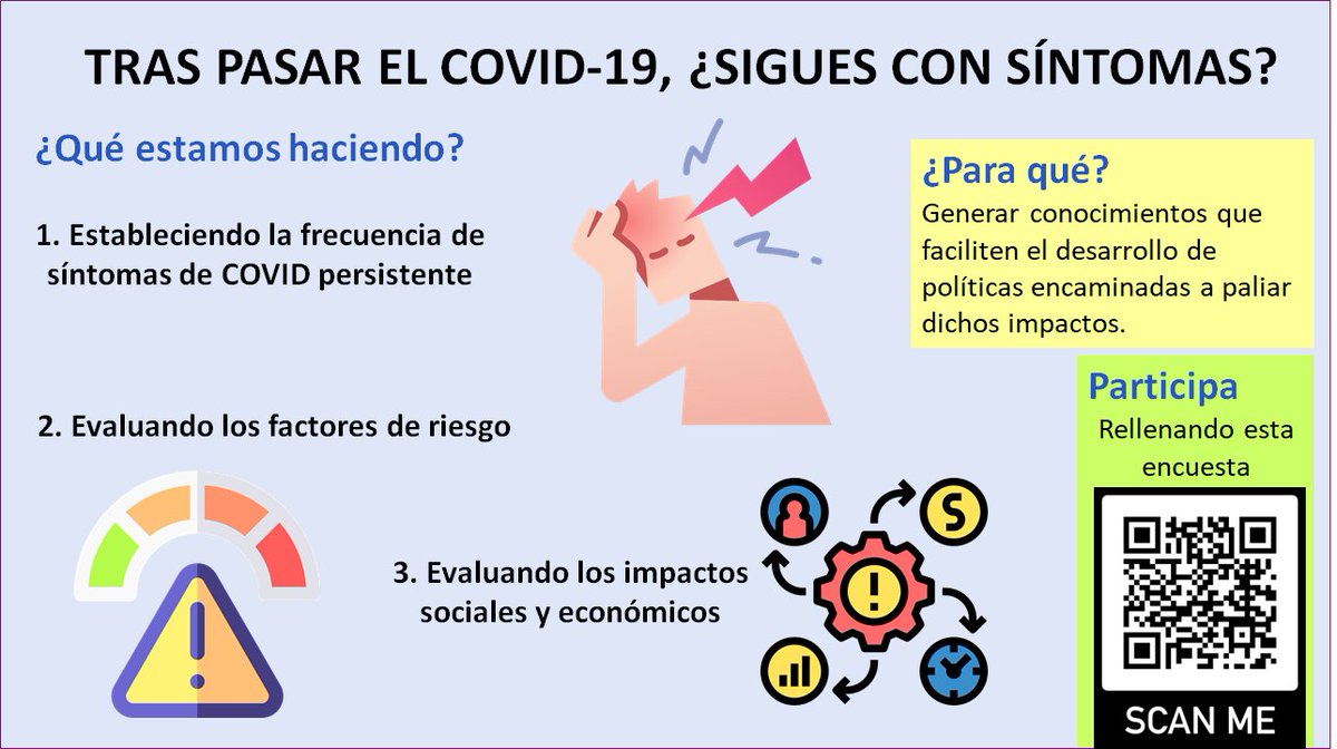 Queremos estudiar los factores que provocan #covidpersistente para prevenir futuros casos y queremos conocer las consecuencias en salud, laborales y sociales para ayudar a diseñar medidas que alivien dichos impactos. Ayúdanos rellenando esta encuesta redcap.uji.es/surveys/?s=3NL…