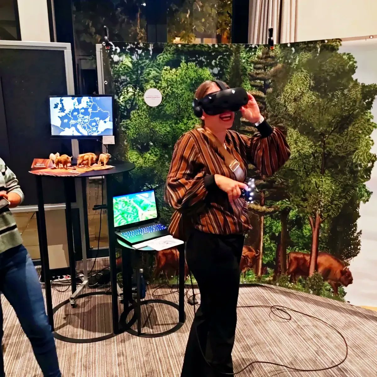 ug_spotlight's tweet photo. The bison is back🦬! Based on 2D illustrations, the visualization team @Reality_Center created a 3D visual space for #GELIFES researchers in which the European bison can be observed walking from a forest in Poland to the Dutch dunes😃! #VR #CITresearch https://t.co/qKU609fJPa