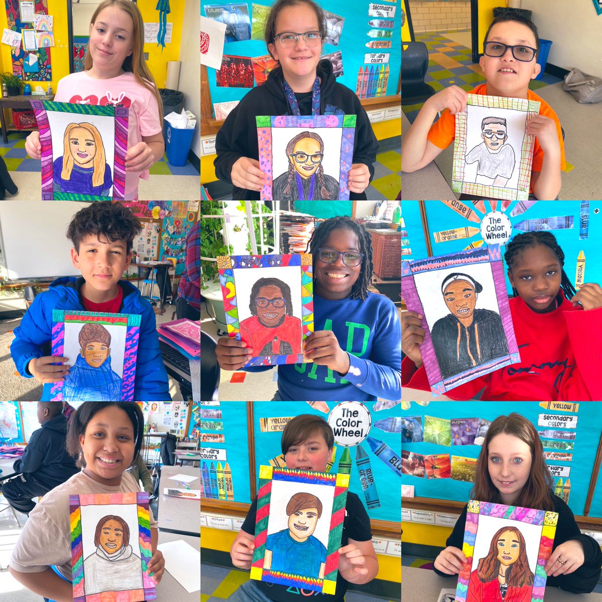 artdudette's tweet photo. 5th graders are finishing up their amazing self portraits! They did some amazing work! Super impressive! #southschool #arted #arteducation #artteacher https://t.co/z46RFewLru