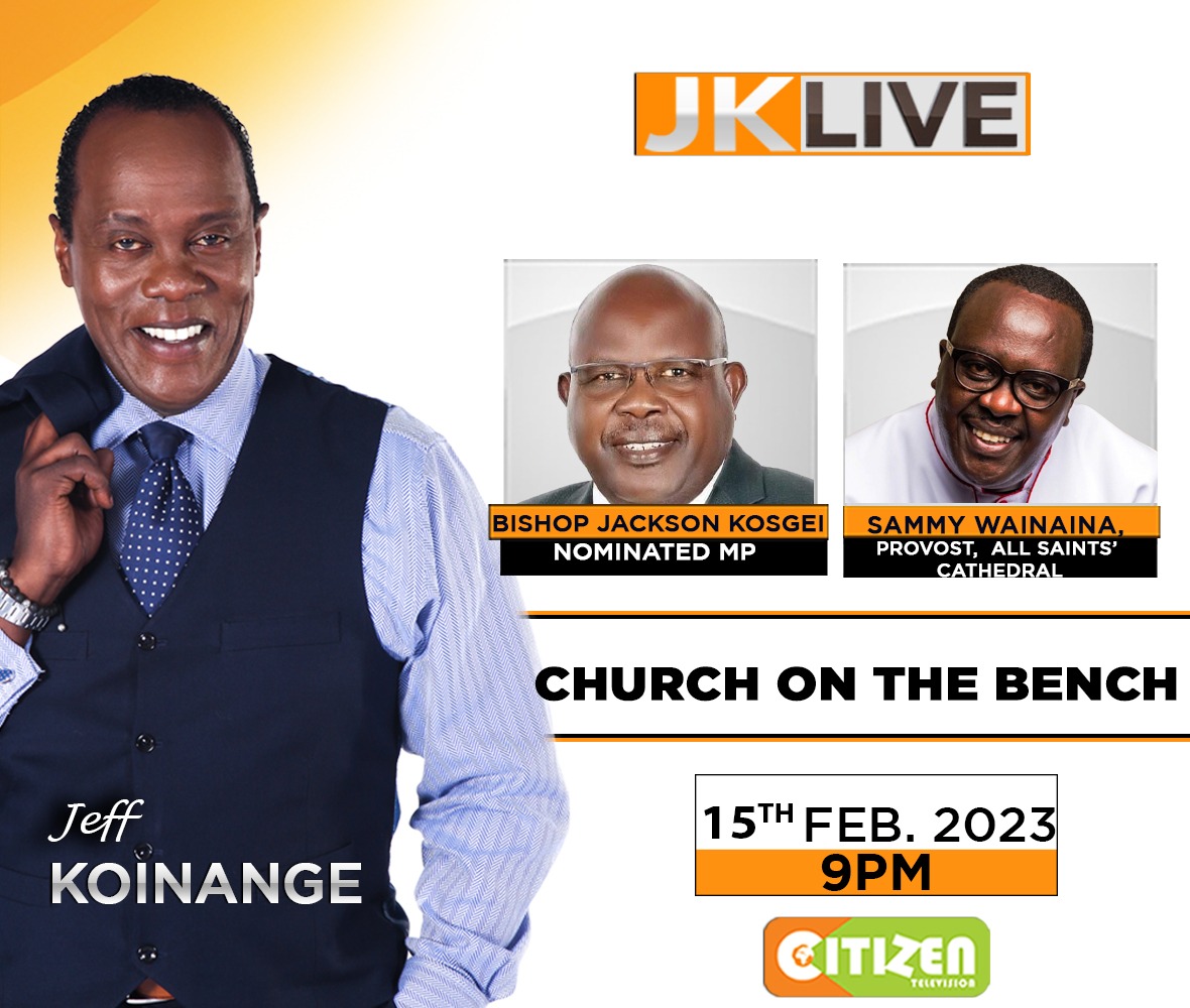 If it's Wednesday you know it's #JKLive @citizentvkenya from 9pm...Tonight, a conversation about The Church & State with All Saints Cathedral Provost The VERY Reverend Cannon Sammy Wainaina and Nominated MP, Bishop Jackson Kosgei..Spread THE WORD @PSdxb @xtiandela @monicakiragu_