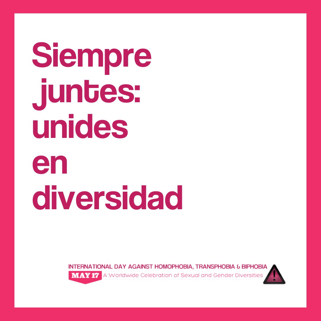 "Siempre juntes: unides en diversidad" será el lema oficial del Día Internacional contra la Homofobia, la Transfobia y la Bifobia de 2023. Más información: ilga.org/es/dia-interna… #IDAHOBIT #IDAHOBIT2023