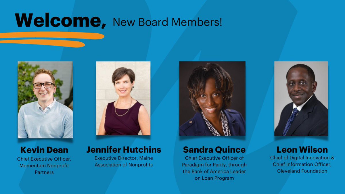 The National Council of Nonprofits is delighted to welcome Kevin Dean, Jennifer Hutchins, Sandra Quince, and Leon Wilson to our dedicated Board of Directors: bit.ly/3jMgpuP  #Nonprofits #NonprofitLeaders @momentumnp @p4parity @CleveFoundation