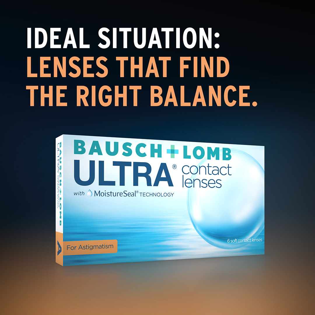 #WellnessWednesday:
Try the contact lenses that give you clear, comfortable vision all day. Make an appointment with @visionoptique to try Bausch + Lomb ULTRA® for Astigmatism contact lenses.