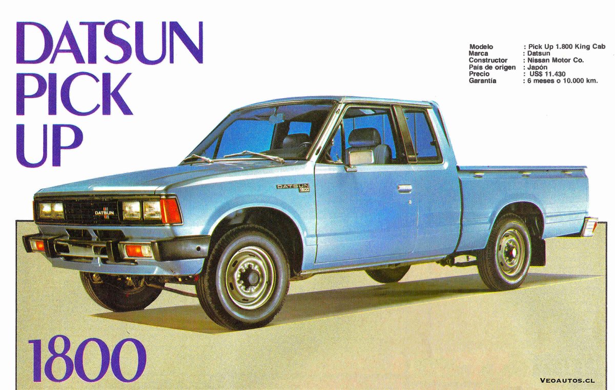 VeoAutos's tweet photo. #Veoautosdeldía Datsun 720 4x2 KingCab Chile Septiembre 1982. Precio época: $720.547. Motorización gasolina Z18 1770 cc, 105 HP
Link para ampliar ➤https://t.co/dgGAuAlHGJ
#datsun720 #kingcab #nissan720 @NissanCL @addict_car @thecarfactoids @RiveraNotario @Nissan https://t.co/DfOMdT0L6W
