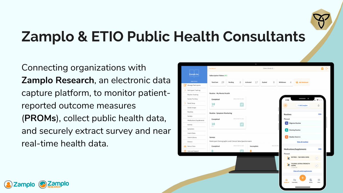 Zamplo Research (@zamplo_research) on Twitter photo Zamplo is excited to be partnering with <a href="/ETIOPHC/">ETIO Public Health Consultants</a>.
<a href="/ETIOPHC/">ETIO Public Health Consultants</a> will work to connect Zamplo with organizations that are in search of public health data collection tools.
To learn more about ETIO Public Health Consultants, visit hubs.ly/Q01ClvFK0
#publichealth #digitalhealth Zamplo is excited to be partnering with <a href="/ETIOPHC/">ETIO Public Health Consultants</a>.
<a href="/ETIOPHC/">ETIO Public Health Consultants</a> will work to connect Zamplo with organizations that are in search of public health data collection tools.
To learn more about ETIO Public Health Consultants, visit hubs.ly/Q01ClvFK0
#publichealth #digitalhealth