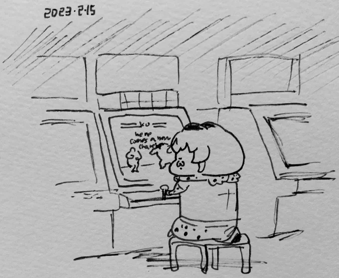 ビデオゲームに特化した薄暗い照明のゲームセンターで格ゲーをプレイするサーバルちゃん 