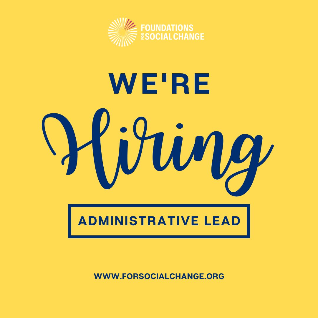 We're hiring an Administrative Lead!

Are you passionate about community-oriented social impact? Do you have experience in administration and thrive in a collaborative environment? 

Learn more and apply at forsocialchange.org/administrative…