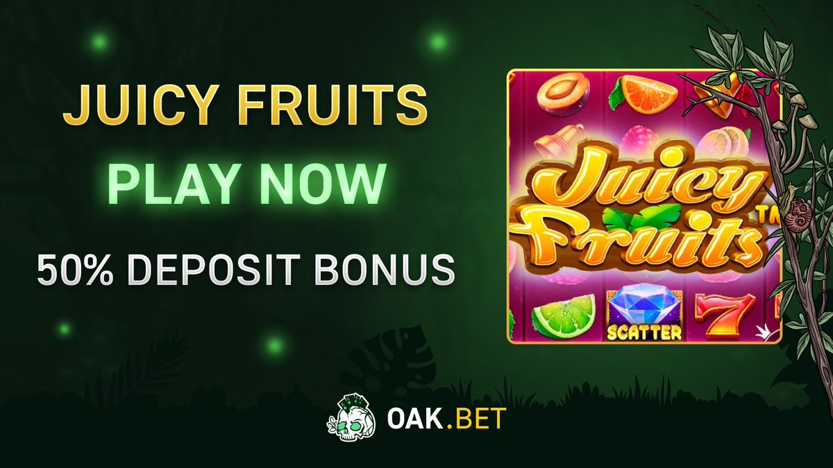 OakParadiseNFT's tweet photo. 🌳Juicy Fruits🌳
 
Mix up some crimson strawberries, fresh lemons, and Lucky Sevens to hit big in Juicy Fruits, the 5×5 videoslot with 50 paylines. Trigger the Progressive Free Spins where the Scatters can award more Free Games! 
https://t.co/TtCUaWuToE https://t.co/eITi3ekxeV