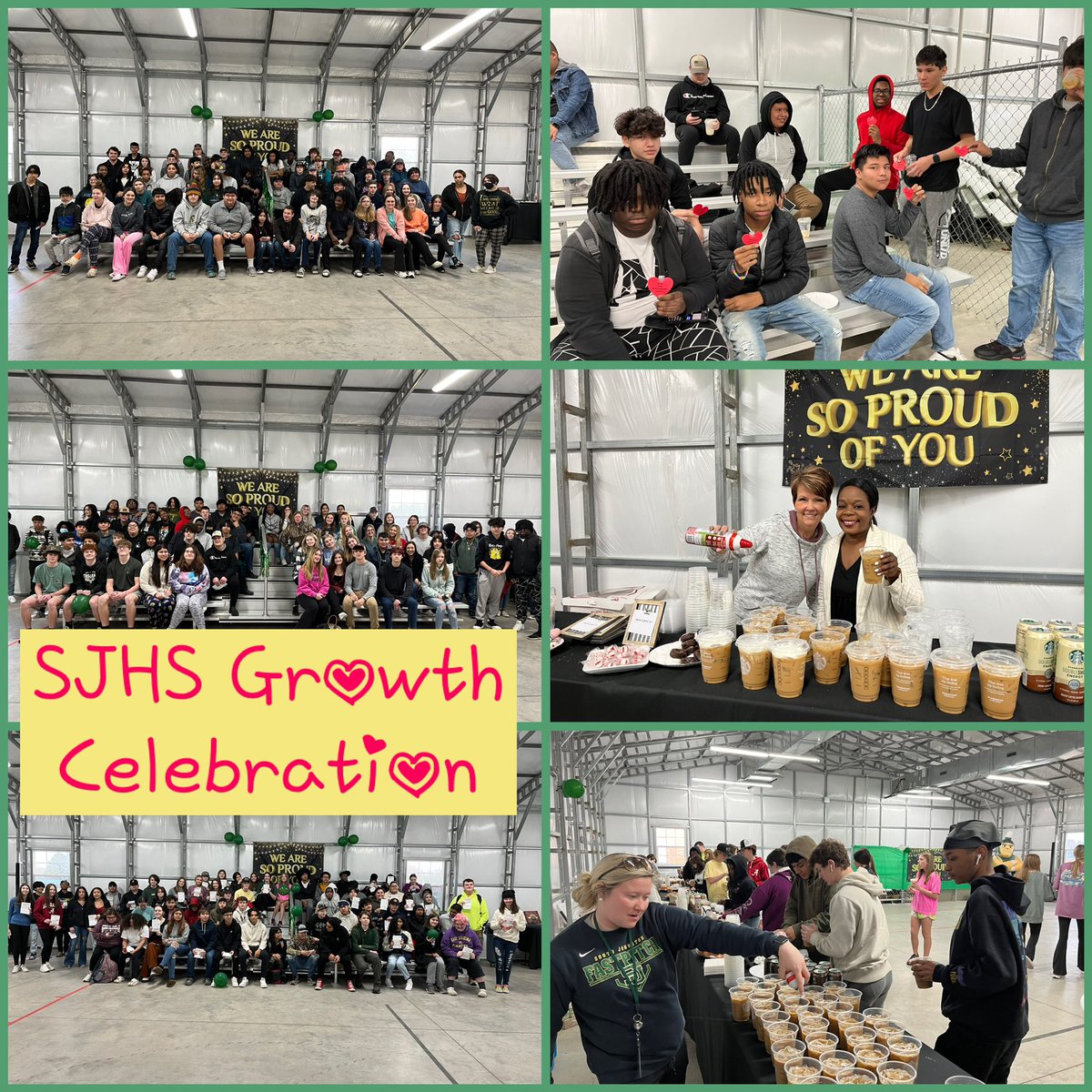 SJHSTrojans's tweet photo. @SJHSTrojans celebrated students who showed growth on their fall EOCs today!!  We are so proud!!  299 students met or exceeded growth! @JCPS_NC #celebratesuccess https://t.co/uNlYsUbjXW