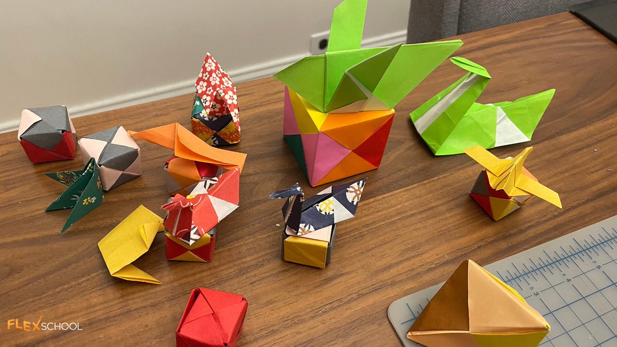 flex_school's tweet photo. #ExperientialLearning is a cornerstone of the FlexSchool experience. Ms. Math visited our Cloud Campus for a hands-on lesson on Modular Origami. One of our students was so inspired that they continued to make origami over the weekend!
#giftededucation #twiceexceptional #GTLD https://t.co/nxiXF2wCR5