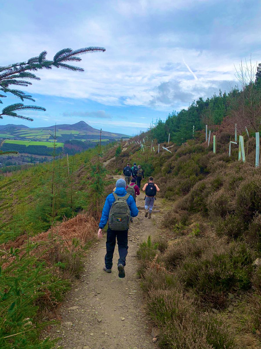 DFPESchool's tweet photo. The PTS Course completed a hill walk today along the Wicklow way. A unit hill walk is a great way to get out and get fresh air, exercise, build your team and practice your navigation. #bemore https://t.co/A4XHmqJmPc
