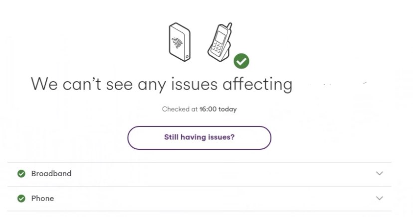tashpugh's tweet photo. Hey @virginmedia why when I check my postcode it tells me there’s no issues with my broadband, but when I click still having issues it says there’s issues in my postcode. Seems a bit of a contradiction there! Issues have been going on for about a week now sort it out! https://t.co/AbRNg3XWki