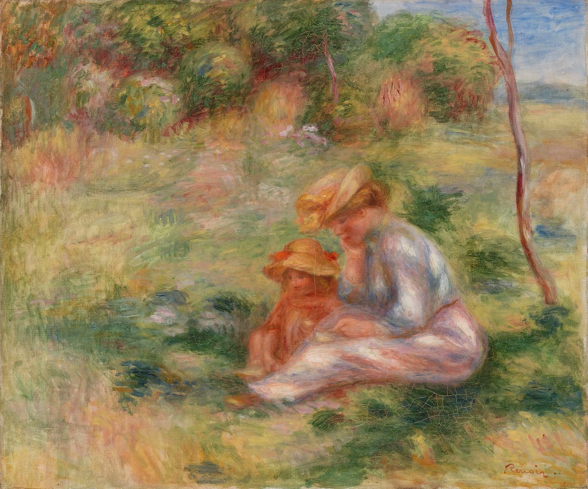 Woman and Child in the Grass, Auguste Renoir (1841-1919), 1898 
👨‍🎨 #AugusteRenoir 
🏛 @the_barnes 

Enjoy 400+ artworks from the #BarnesFoundation ready to be displayed in #AugmentedReality on FeelTheArt®: buff.ly/3E7XaCS 

#ImpressionistPainting #Impressionism