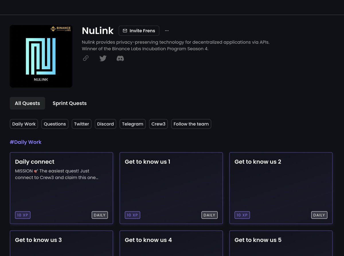 👀 Looking for Privacy? Here’s a project for builders! 

✨Our Project Of The Day <a href="/NuLink_/">NuLink</a> is on a mission to build a solution that makes it easy for developers to implement best practices &amp; best of breed security and privacy. 

Check out their questboard bit.ly/3lBrxvk