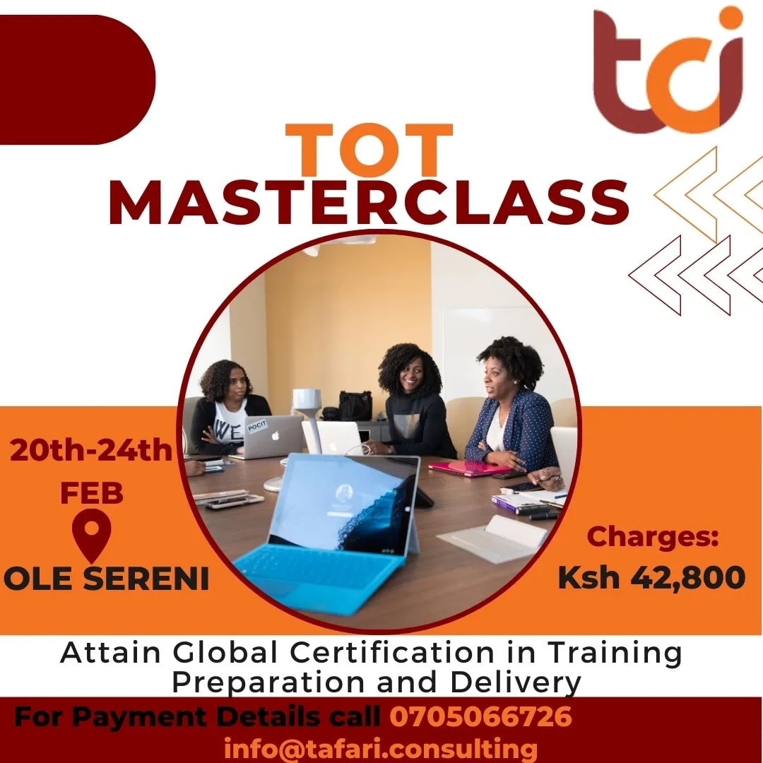 TCI_Ke's tweet photo. Count down is on⏳
Very few days left to kick off TOT February edition.
Do you want to attend this month's class? Kindly call 0705066726 to register
Please note;
🗓️ 20th -24th February 2023
📍Ole Sereni Hotel
#TCI #TOT #TTT #ToTmasterclass #trainthetrainer #trainingoftrainers https://t.co/kf5txPUiJI