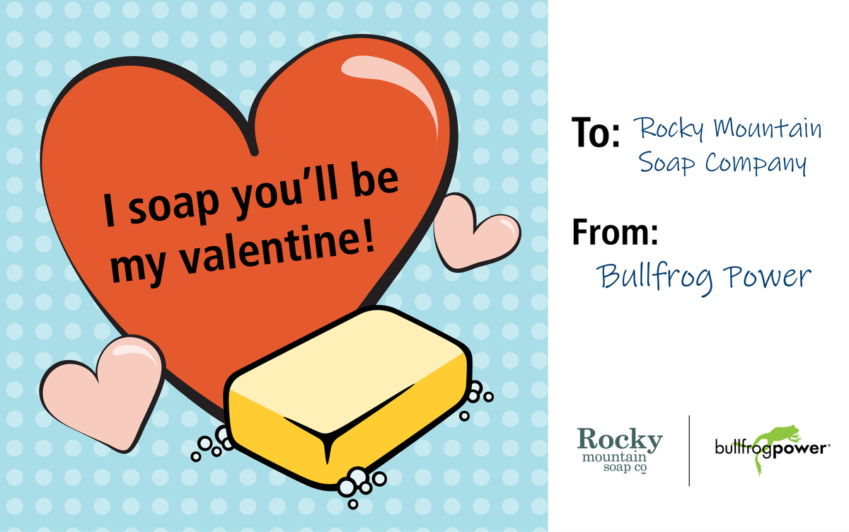 Enter our Valentine’s Day giveaway for your chance to win a bundle of goodies from <a href="/RockyMtnSoap/">Rocky Mountain Soap</a>. Self-care has never felt so good. 🛀😍

To enter this giveaway:
💚 Like/retweet this post  
💚 Follow <a href="/bullfrogpower/">Bullfrog Power</a>

Full terms &amp; conditions can be found at: hubs.ly/Q01B_CW50