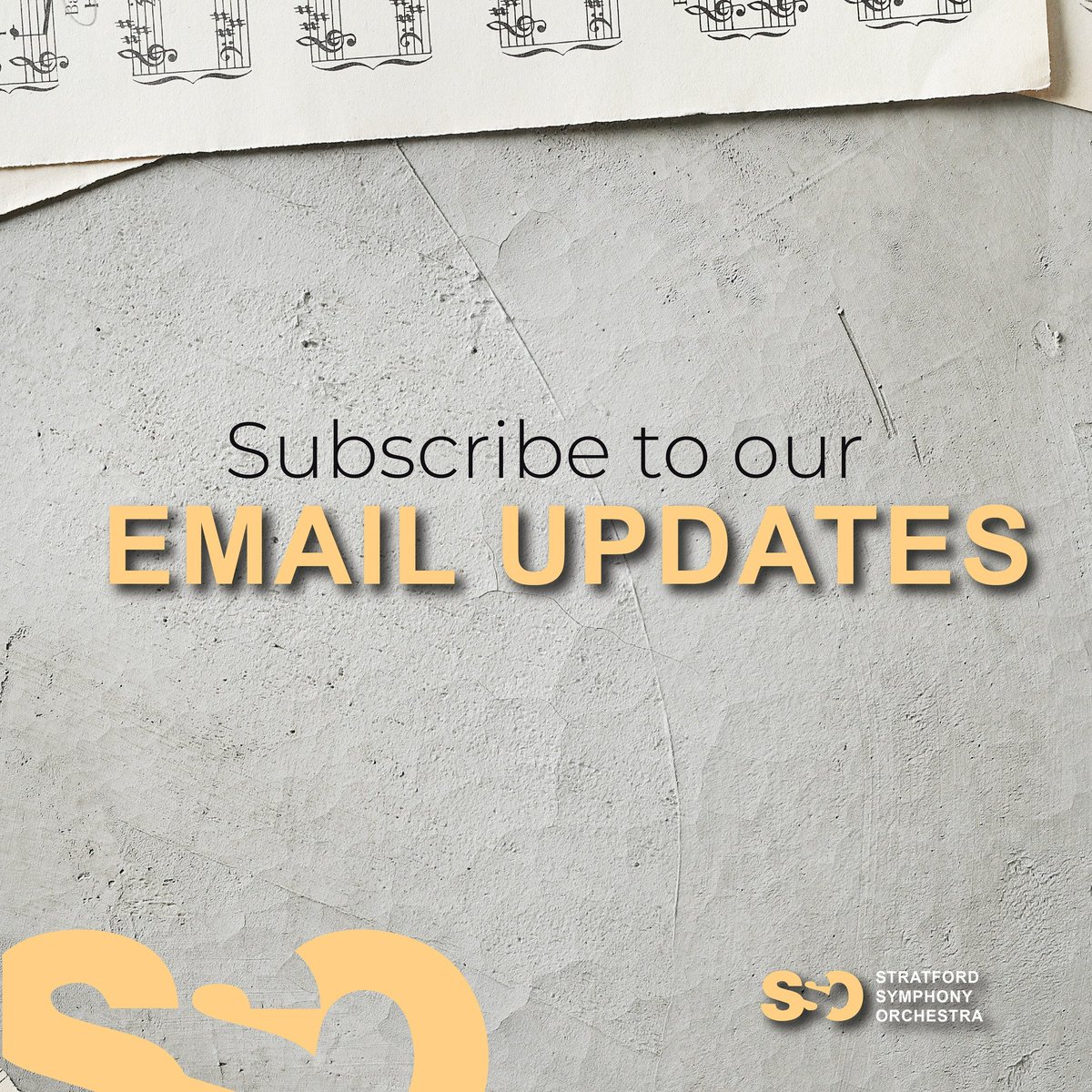 When you sign up to receive Stratford Symphony Orchestra's email updates, we will keep in touch with the latest SSO news, plus special offers and events!

Subscribe: stratfordsymphony.ca/Subscribe_for_…