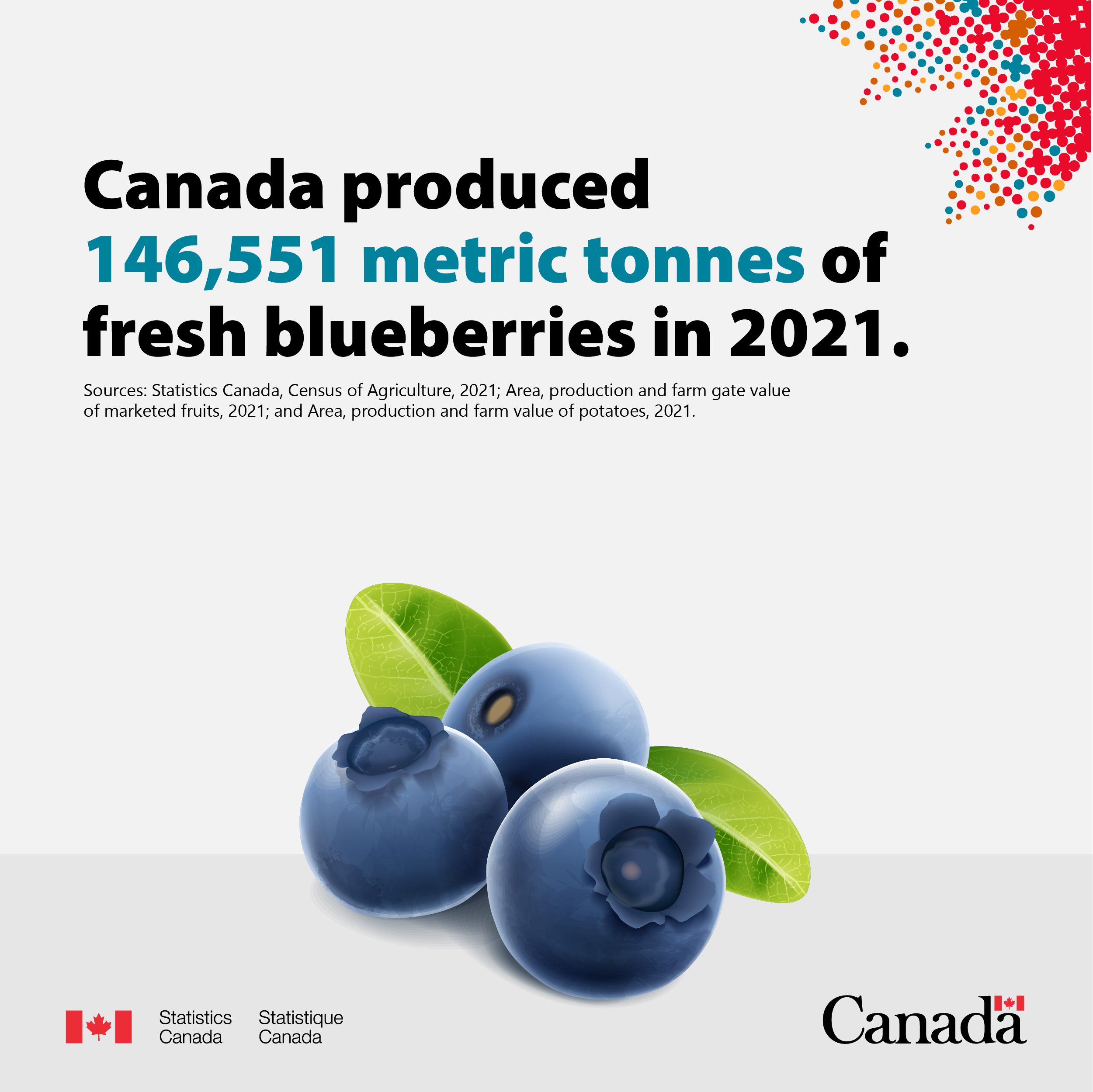 Illustration of statistics related to Canadian agriculture.