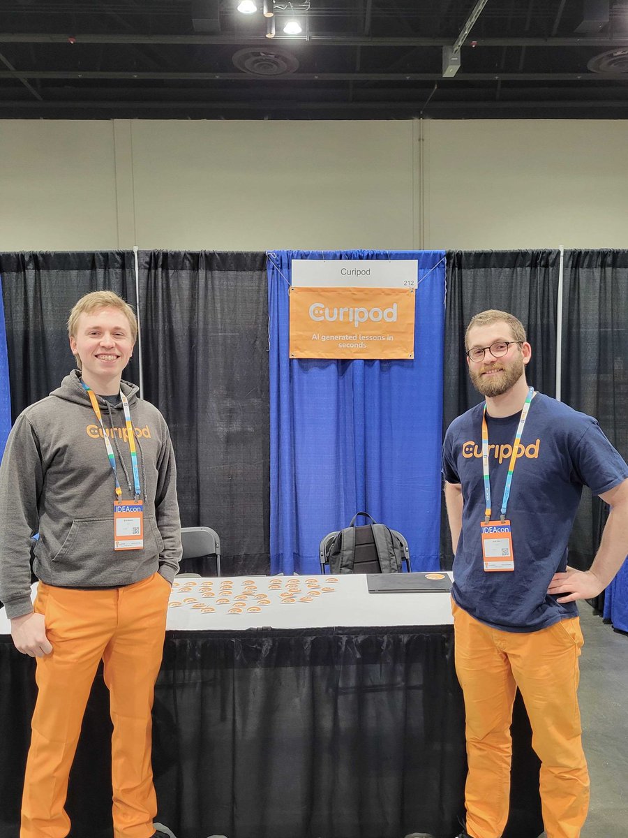 Come meet the Norwegians in orange pants in booth 212 if you haven't tried Curipod. AI generated lessons in 10 seconds🤩 #IDEAcon @ideaillinois  @curipodofficial