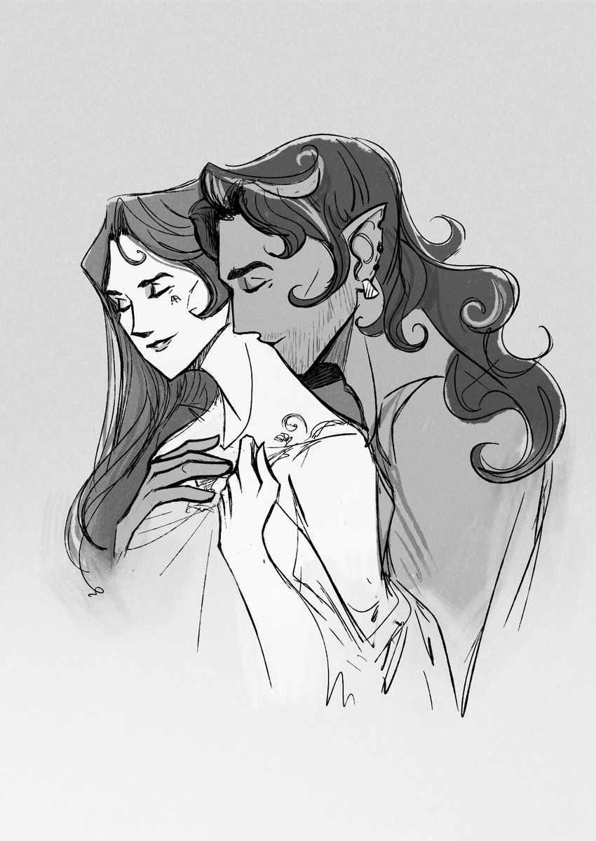 oldworldbird's tweet photo. In honor of Valentine's Day here are my DnD PC Marcella and our beloved Wilhelm spending some quality time together. With Mr. Whiskey, of course. 
#dungeonsanddragons #sketch https://t.co/9psIf0cYy8
