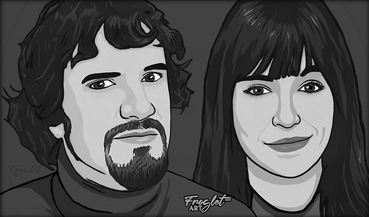 frogletland's tweet photo. Yleander!
**NEW Cartoon Portrait Painting!
El Capitán Elefante: "Contigo No Hay Paz”
#YleniaBaglietto & #LanderOtaola star in the video of the band from #Barakalda, for the album "Asuntos Exteriores".
#Yleander #ElCapitanElefante #CartoonArt
**Black/White Version! 🎨 https://t.co/XzYMnmKpmR