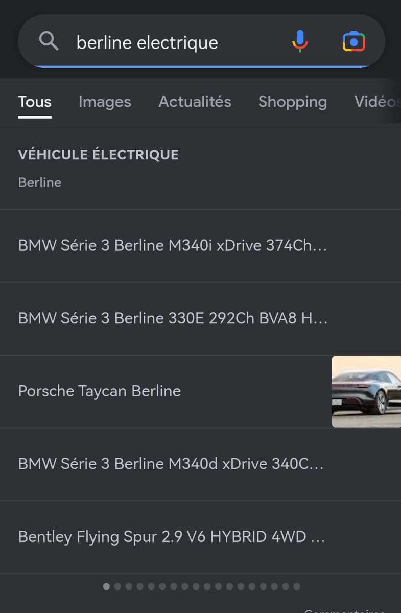 Hello les #seo et les autres 
C'est normal cet affichage sur la requête "berline électrique" ?

Y'a quelqu'un à qui ça parle ?
Merciiiiiiiiiiii ❤️

#Google #serp