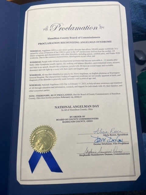 IAM_MLT's tweet image. Thank you Hamilton Country Commissioner @DeniseDriehaus for this amazing honor. February, 15 2023 will forever be National Angelman Day in Hamilton County.

Mark your calendars for May 13. support.angelman.org/team/482503
#ASF #AngelmanSyndrome #love