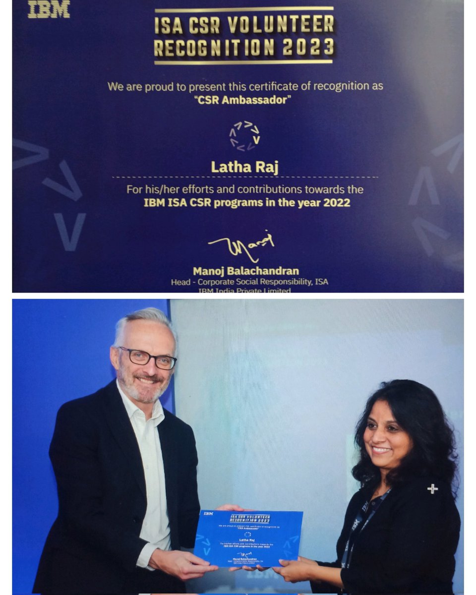 Volunteering is a way of life for me. IBM recognises the value of social responsibility as a Culture.
<a href="/gsharma_15/">Gaurav Sharma</a> <a href="/emailmanjob/">Manoj Balachandran</a>