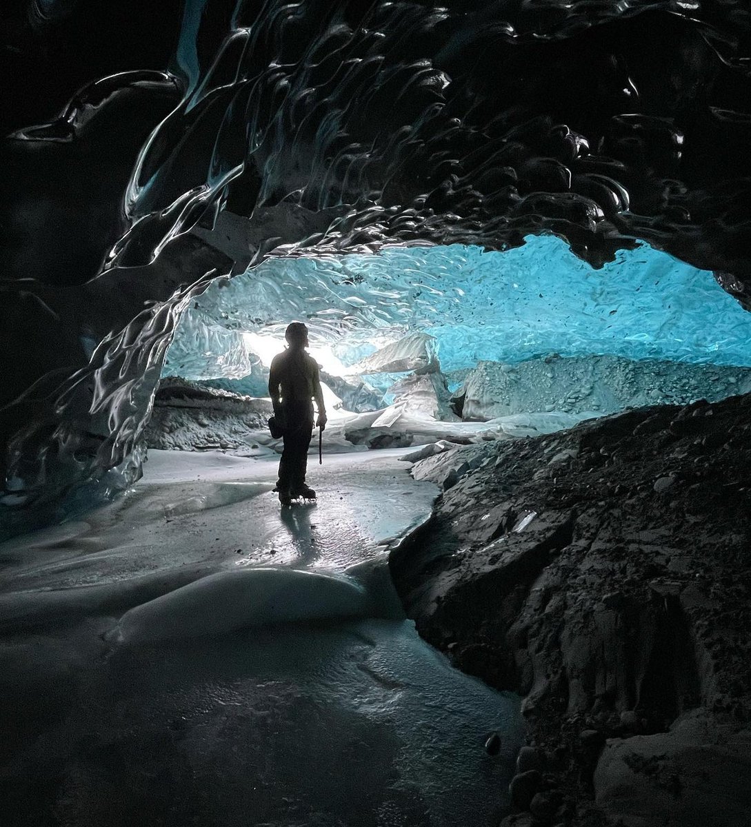 visitmatsu's tweet photo. The ice caves of Knik Glacier are almost magical. IG user cody_interesting took this photo on a climbing trip last week. #YahooMatSu https://t.co/xIyiZcwRxt