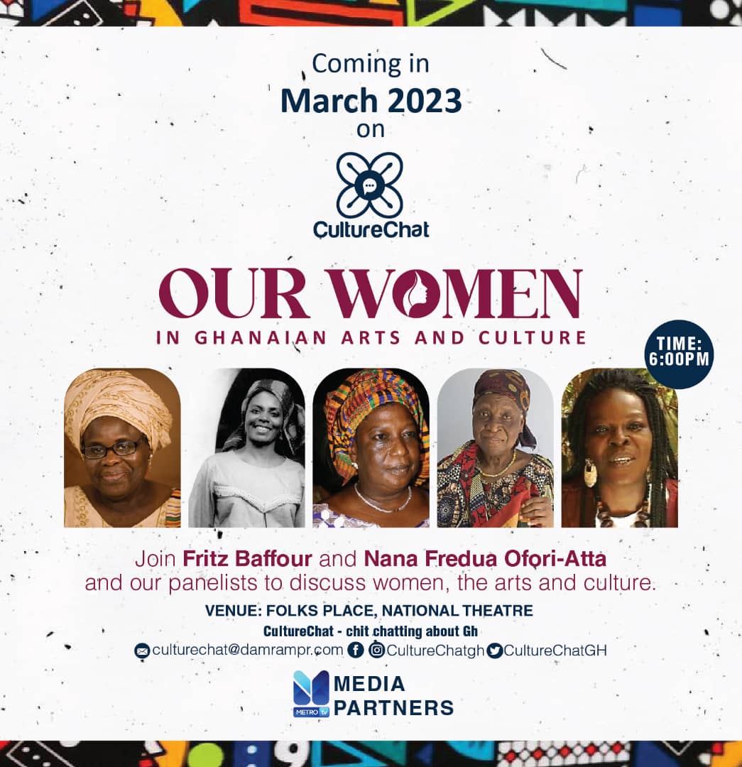 TheatreGhana's tweet photo. Don’t miss any of the discussions in the March edition of CultureChat as we discuss Ghanaian women in arts and culture.
Watch out!
#nationaltheatreofghana
#damramPR
#metrotv
#culturechat
#womeninartsandculture
#artsandculture
#women
#culture
#arts https://t.co/izBXqa6AUA