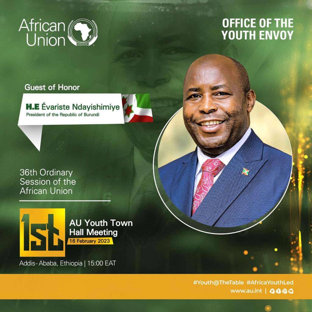 #Burundi Départ du Couple présidentiel à destination d’Addis-Abeba où se dérouleront le 36è Sommet de l’Union Africaine et plusieurs rencontres de haut niveau. Dès demain, SE <a href="/GeneralNeva/">SE Evariste Ndayishimiye</a> sera l’Invité d’honneur de la 1re assemblée publique des jeunes africains par @AU_YouthEnvoy
