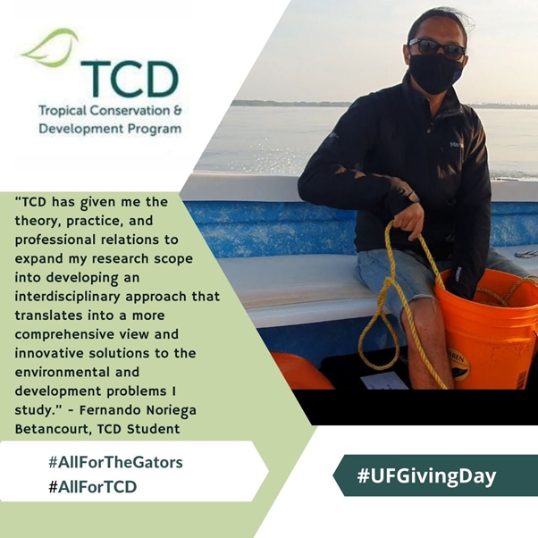 TCD_UF's tweet photo. TCD means so much to so many of us. To PhD student Fernando Noriega it means an interdisciplinary approach that translates into a more comprehensive view and innovative solutions to the environmental and development problems that he studies.  What does TCD mean to you? Tell us! https://t.co/nKl7J1Hvaq