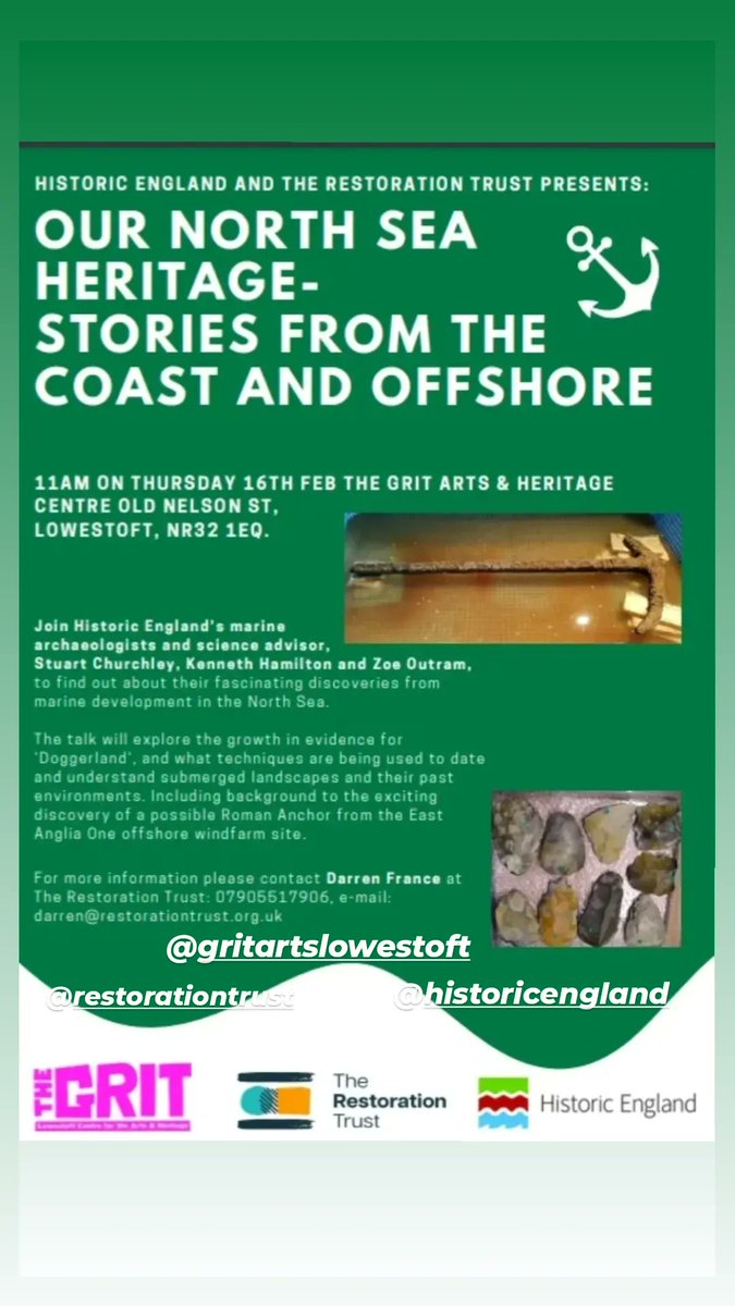 Our North Sea Heritage - Stories from  the Coast and Offshore. Tomorrow (Thurs 16th Feb) at 11am at <a href="/gritartslt/">The Grit: Lowestoft Centre for the Arts & Heritage</a>  <a href="/HistoricEngland/">Historic England</a> @RestoTrust  #Lowestoft