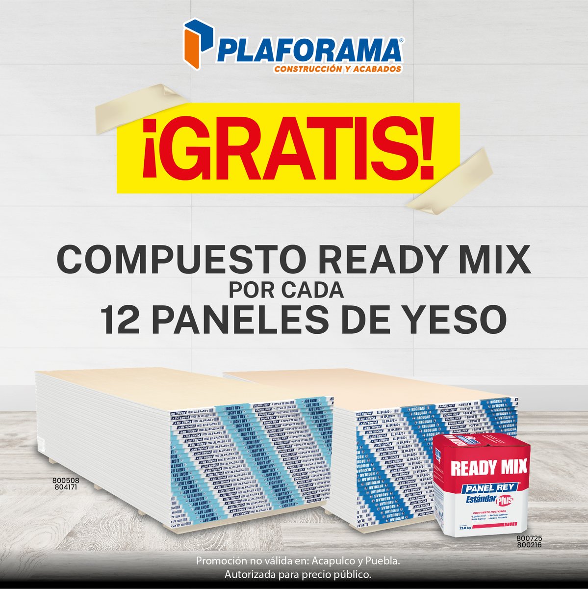 plaforama's tweet photo. Aprovecha ¡Gratis! Compuesto Ready Mix por cada 12 Paneles de Yeso, promoción válida para sucursales #Plaforama

Entra y localiza la sucursal más cercana a ti. 
🖥▸ https://t.co/LUZZeCzcRe https://t.co/C9IOYGRicT