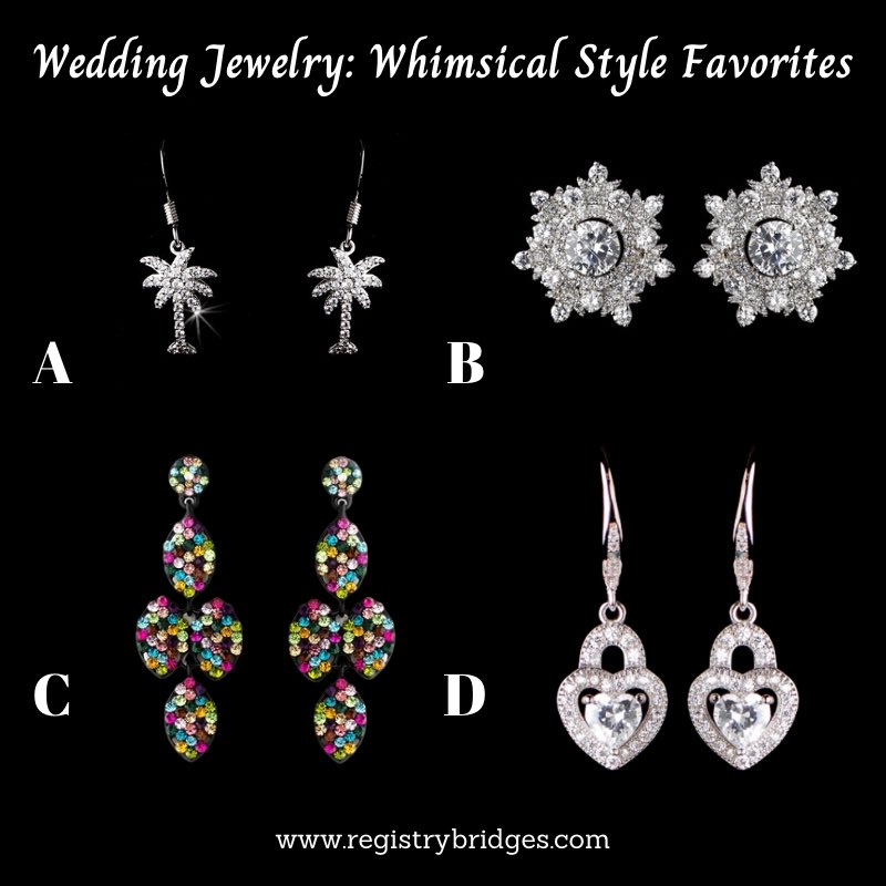RegistryBridges's tweet image. We’re in a whimsical mood this Wednesday! 🤗Which of these popular whimsical designs are you digging the most? 👀 #weddingwednesday 

#weddingearrings #earrings