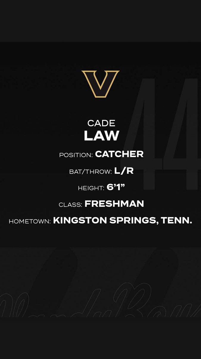 VandyBoys's tweet photo. “Cade is tough, loves the weight room, plays hard every day, smart, played winning football as a quarterback, stays in the batting cage, never has a bad day, willing to work, bright eyed…why wouldn’t a coach like that. Nothing not to like." - Coach Corbin https://t.co/5P6zWVaCWG