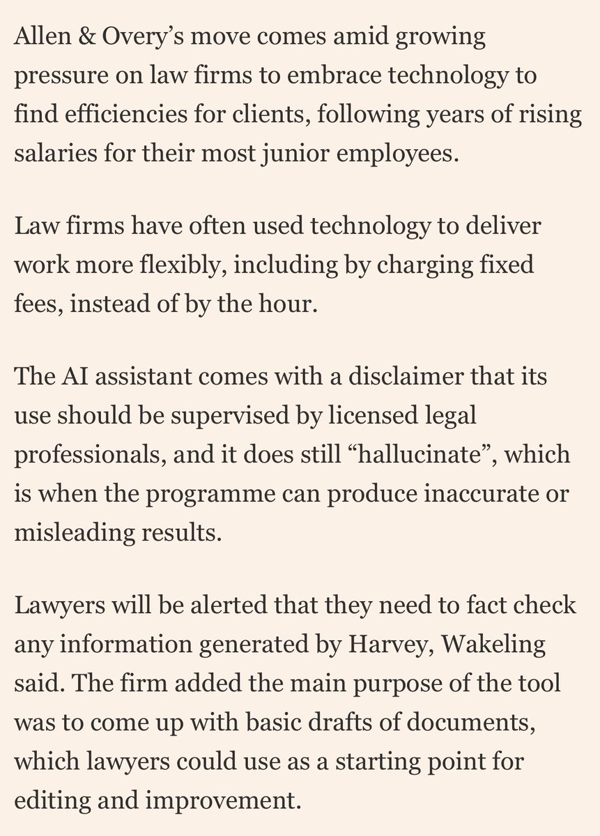 Translation: We’ll use AI but it won’t reduce the number of hours we bill you