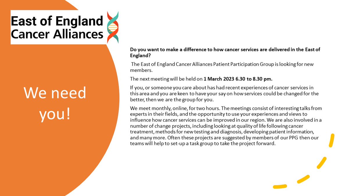 EOE_cancer's tweet photo. Find out more about our PPG here https://t.co/GiiQHsYEti if you're interested please contact us on england.eoecancerallianceteam@nhs.net https://t.co/BrJp9x8STq