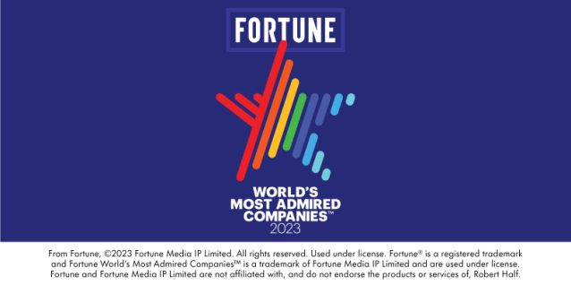 EmilyFClark's tweet photo. We have some exciting news to share: Robert Half has been recognized as a “Most Admired Company” for the 26th consecutive year! We are the only staffing firm on the 2023 list from Fortune®. Get more details in this post. https://t.co/5MYmtUCsIL https://t.co/PQvAFU8tOf