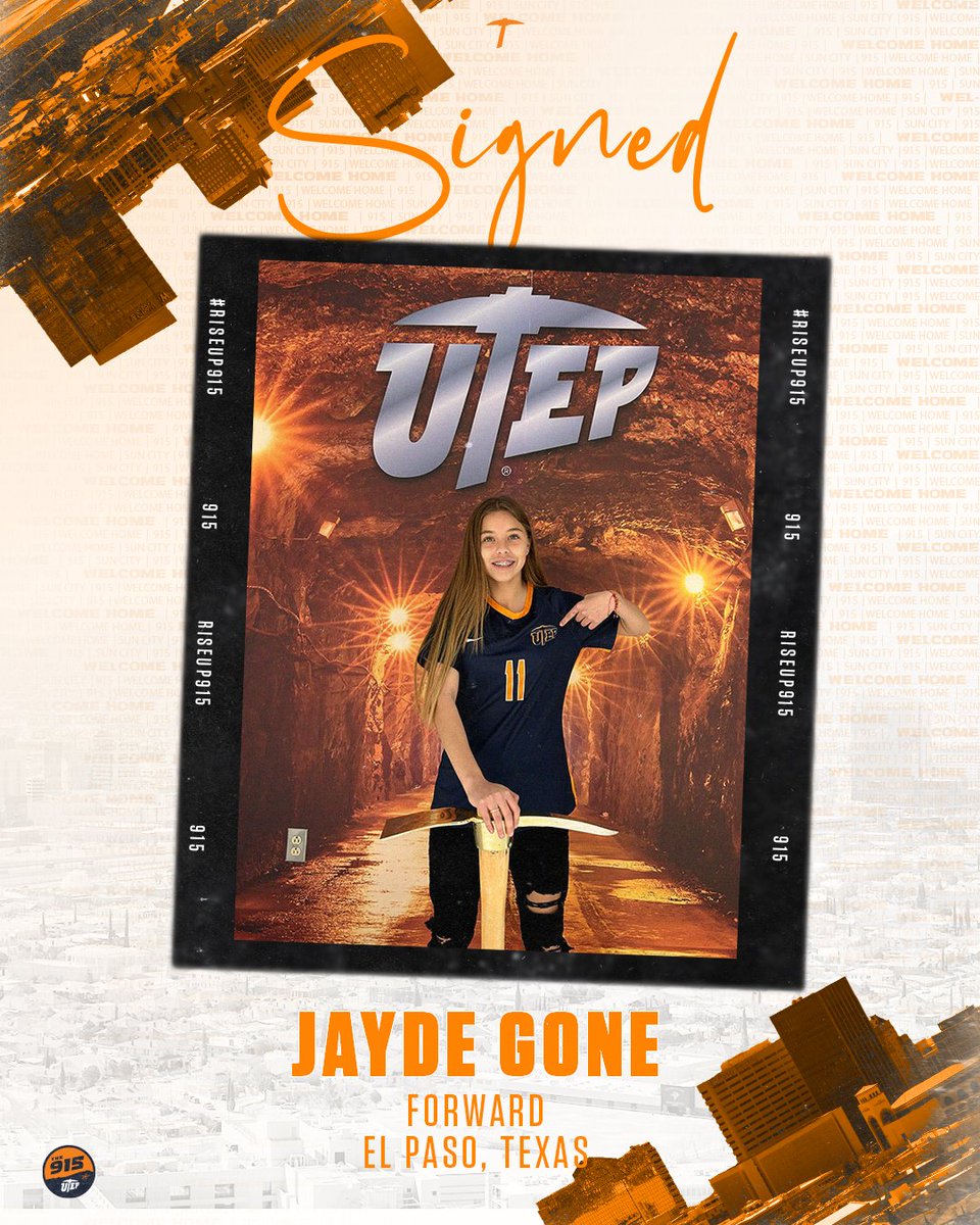 UTEPSoccer's tweet photo. ✍️ 𝓢𝓲𝓰𝓷𝓮𝓭

Another local talent is staying in El Paso! Help us welcome Americas standout @gone_jayde to the UTEP family. 

#RiseUp915 | #PicksUp https://t.co/wy6puYE1Dk