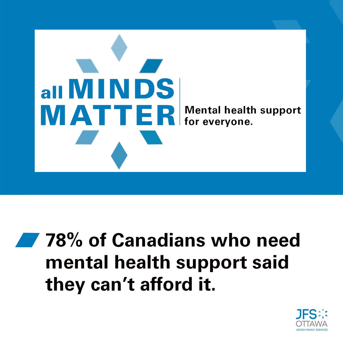 In May we launch our 𝘼𝙡𝙡 𝙈𝙞𝙣𝙙𝙨 𝙈𝙖𝙩𝙩𝙚𝙧 campaign--raising funds to help us continue offering subsidized mental health support to community.  
Want to be involved as a donor, a sponsor or to host a fundraising event?  Let us know--𝙙𝙙𝙚𝙧𝙣@𝙟𝙛𝙨𝙤𝙩𝙩𝙖𝙬𝙖.𝙘𝙤𝙢.