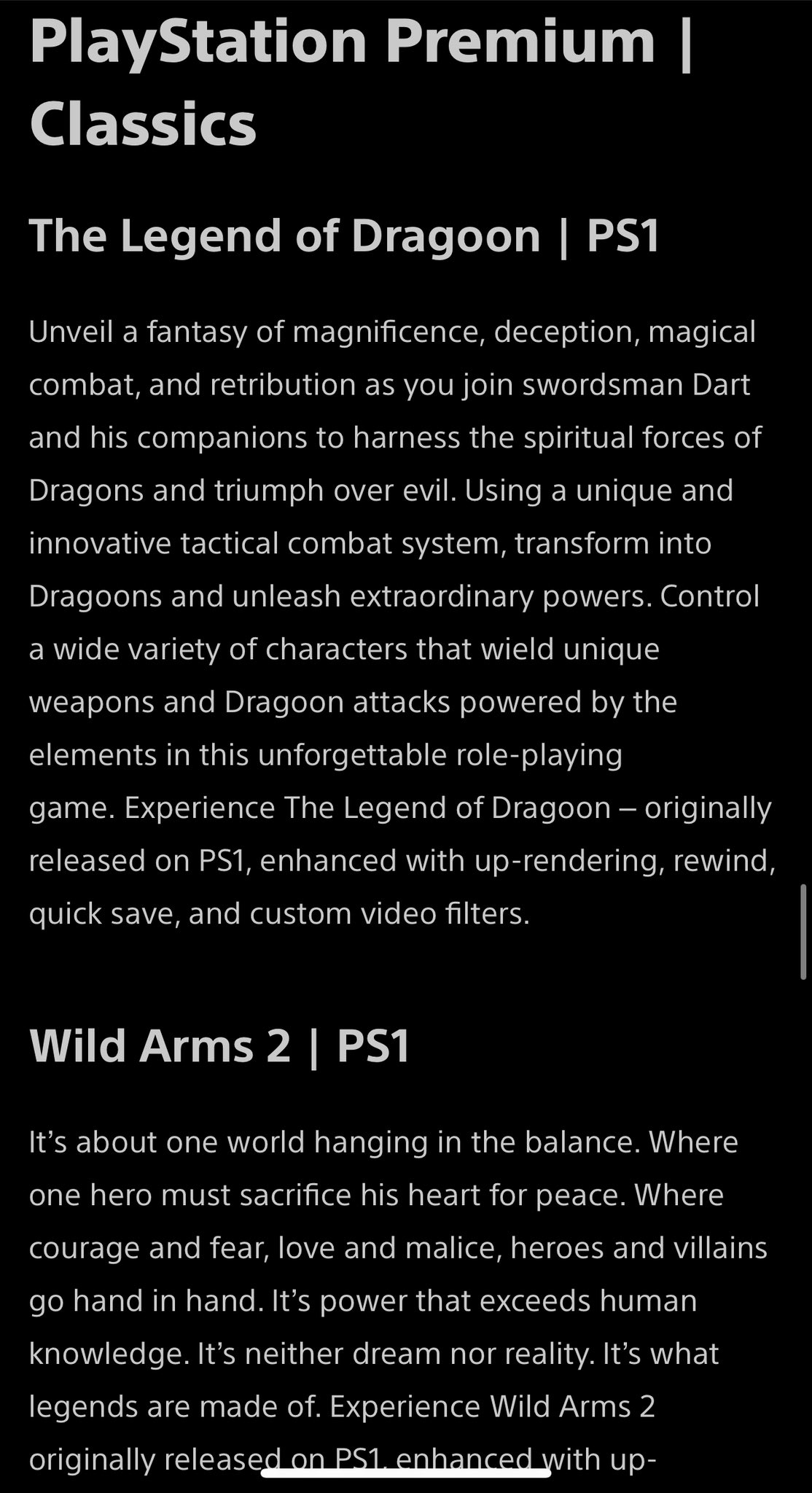 The Legend Of Dragoon And Wild Arms 2 PlayStation Classics Both