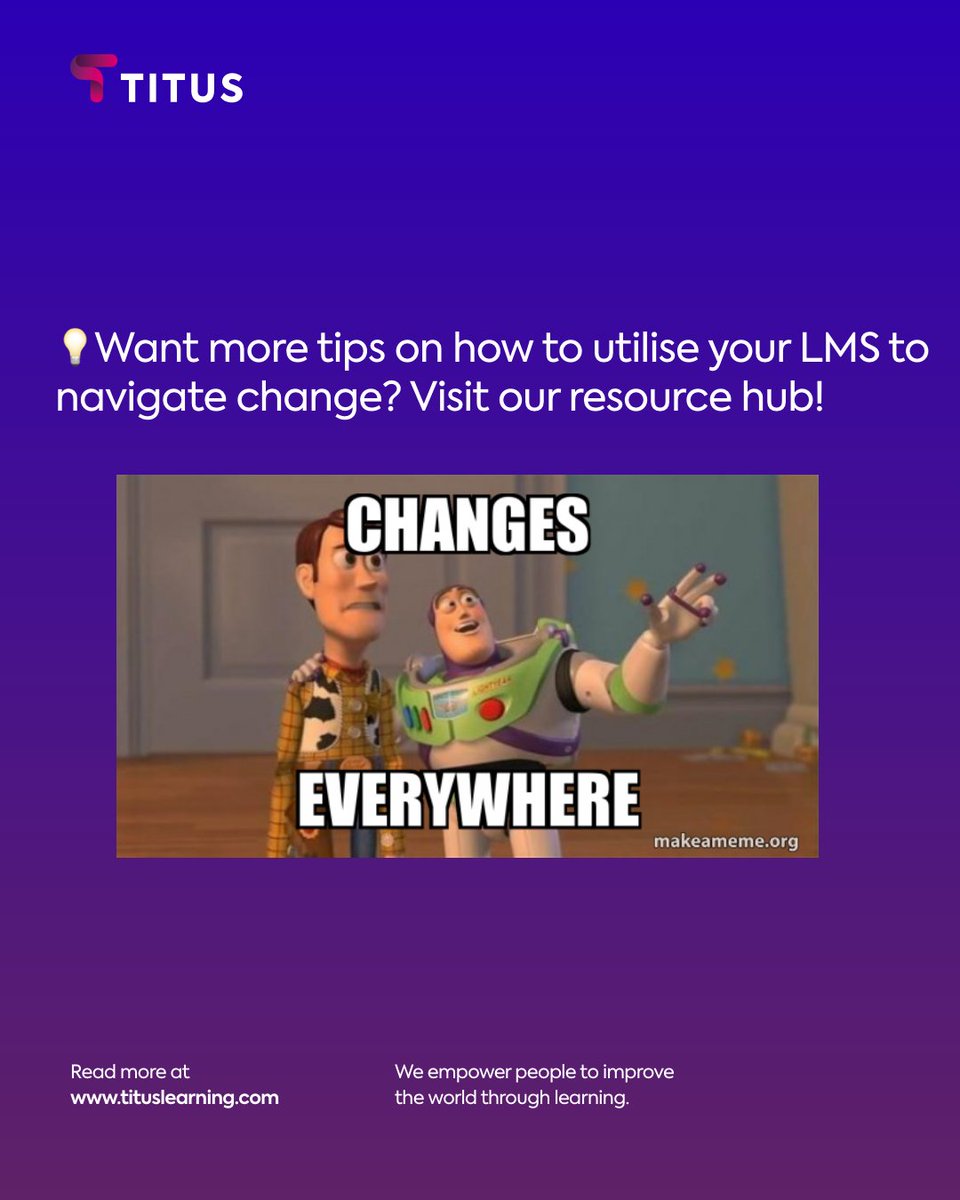 TitusLearning's tweet photo. Visit our resource hub - https://t.co/Lq7TxxFESG  

or 

sign up for our weekly L&amp;D mailing list - https://t.co/4gKSSdnJVk https://t.co/mHx2y99i6n